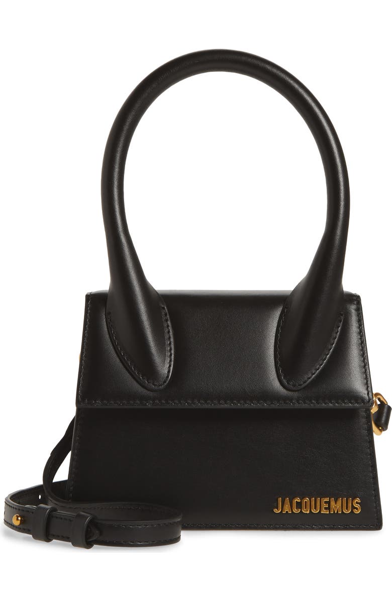 Jacquemus Le Chiquito Moyen Leather Top Handle Bag, Main, color, Black