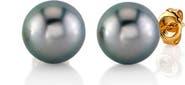 The Pearl Source Tahitian South Sea Silver Round AAA Pearl Stud Earrings