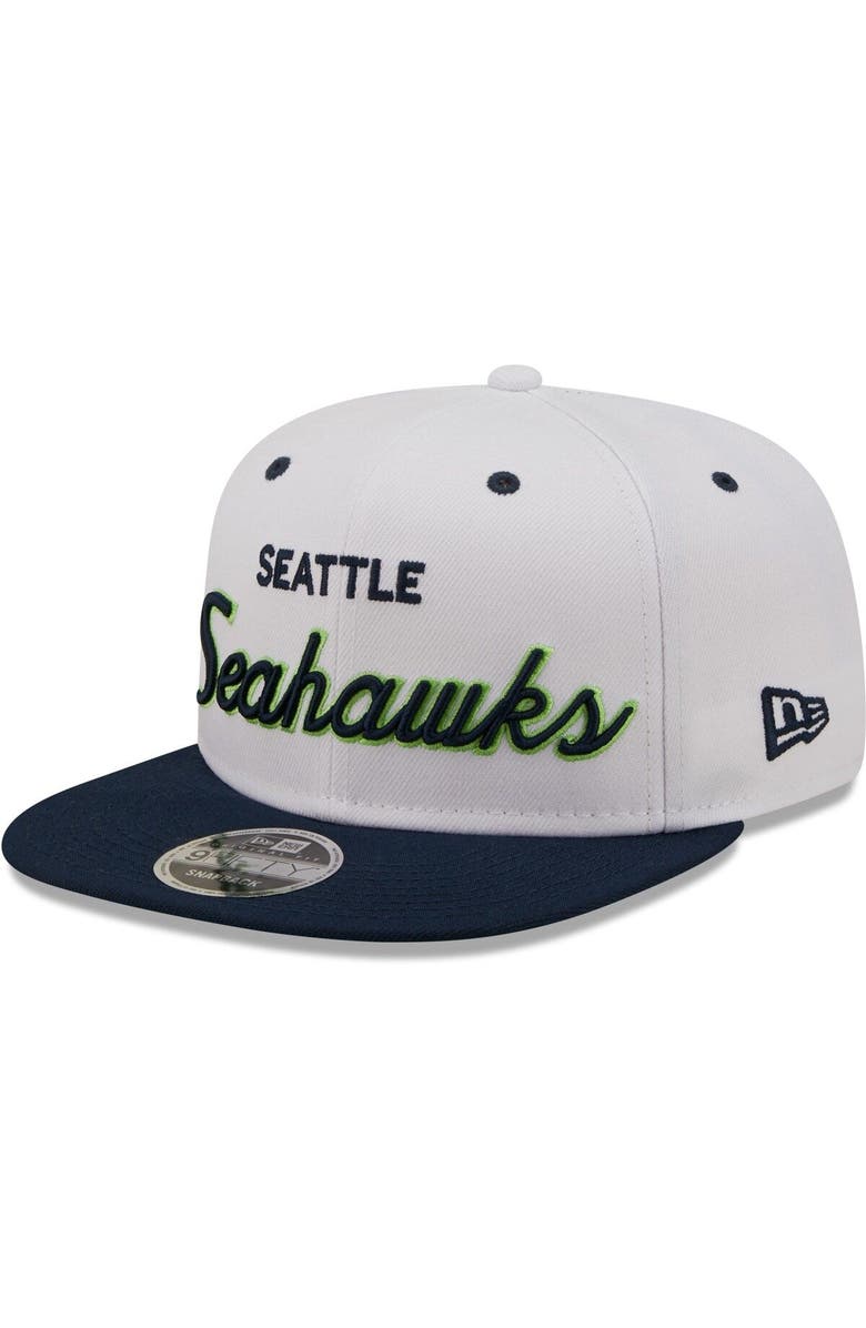New Era Men's New Era White/College Navy Seattle Seahawks Sparky Original 9FIFTY Snapback Hat, Main, color, White