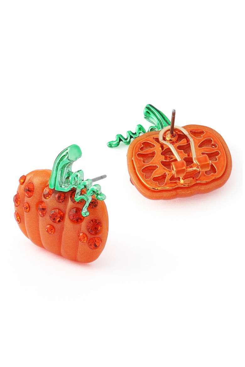 Pumpkin Stud Earrings, Alternate, color, ORANGE