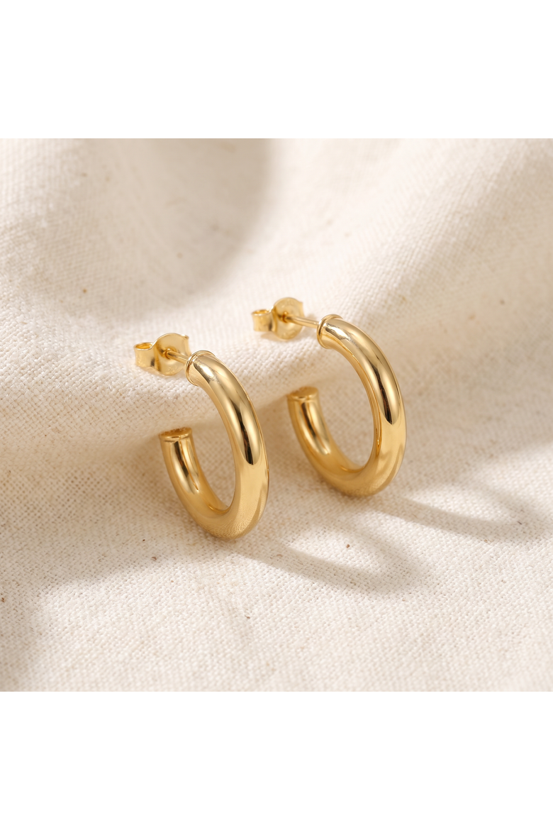 14k Gold 3mm Small Women's Hoop Earrings .5"  Tall 1 grams, Alternate, color, 14k Yellow Gold