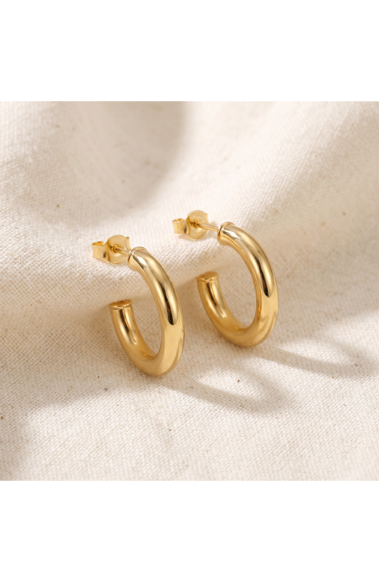 Bliss Diamond 14k Gold 3mm Small Women's Hoop Earrings .5"  Tall 1 grams, Alternate, color, 14K Yellow Gold