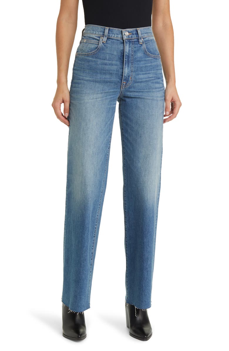 SLVRLAKE Grace High Waist Raw Hem Wide Leg Jeans, Main, color, Laurel Canyon