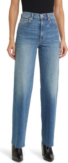 SLVRLAKE Grace High Waist Raw Hem Wide Leg Jeans | Nordstrom