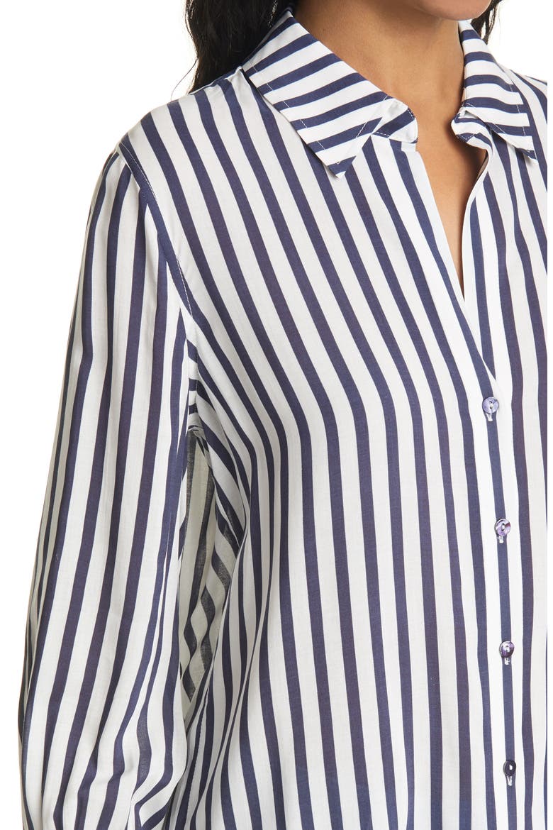 Jess Stripe Button-Up Blouse, Alternate, color, IVORY/ NAVY NAUTICAL STRIPE