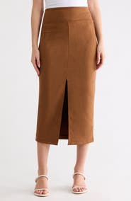 Renee C Faux Suede Midi Skirt