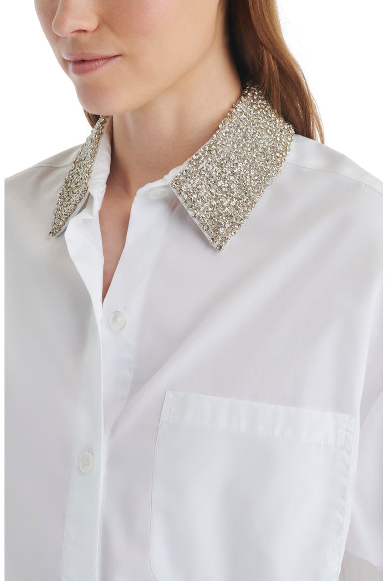 Soon to Be Ex Crystal Collar Crop Button-Up Shirt, Alternate, color, WHITE