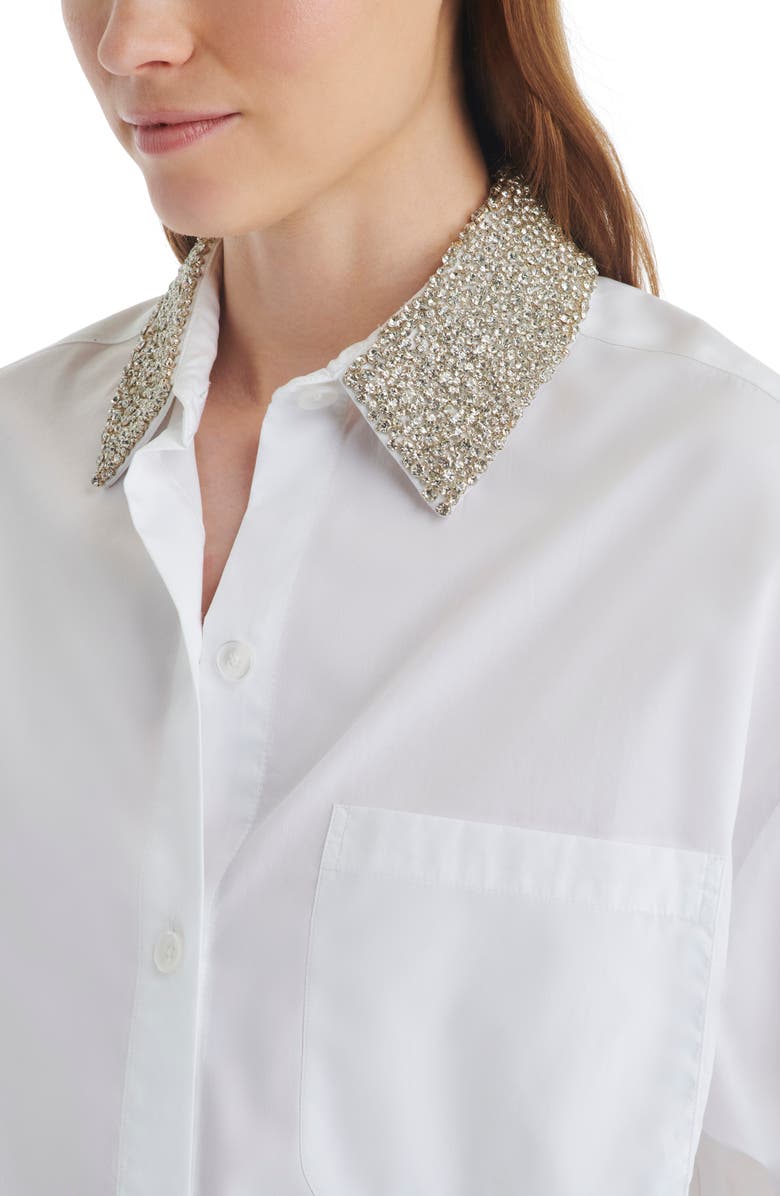 TWP Soon to Be Ex Crystal Collar Crop Button-Up Shirt, Alternate, color, 
