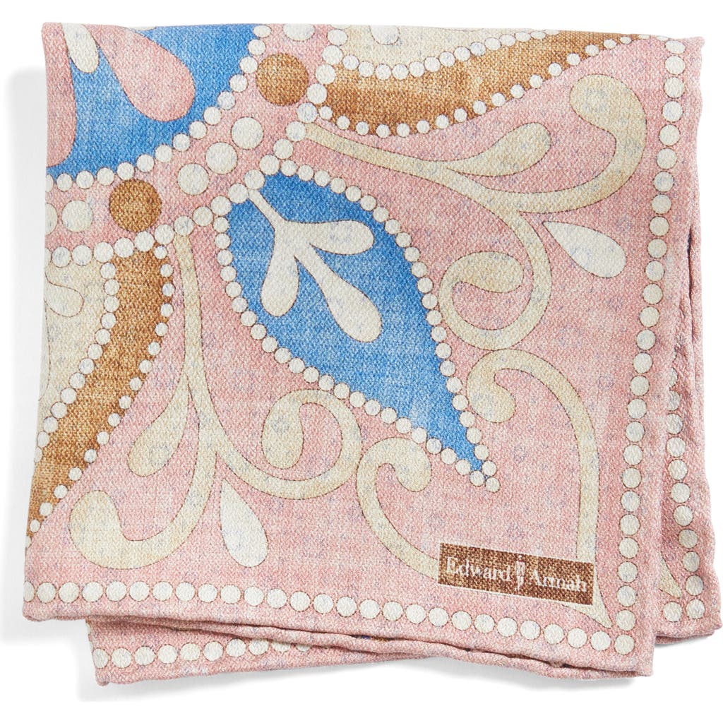Shop Edward Armah Floral Reversible Silk Pocket Square In Pink