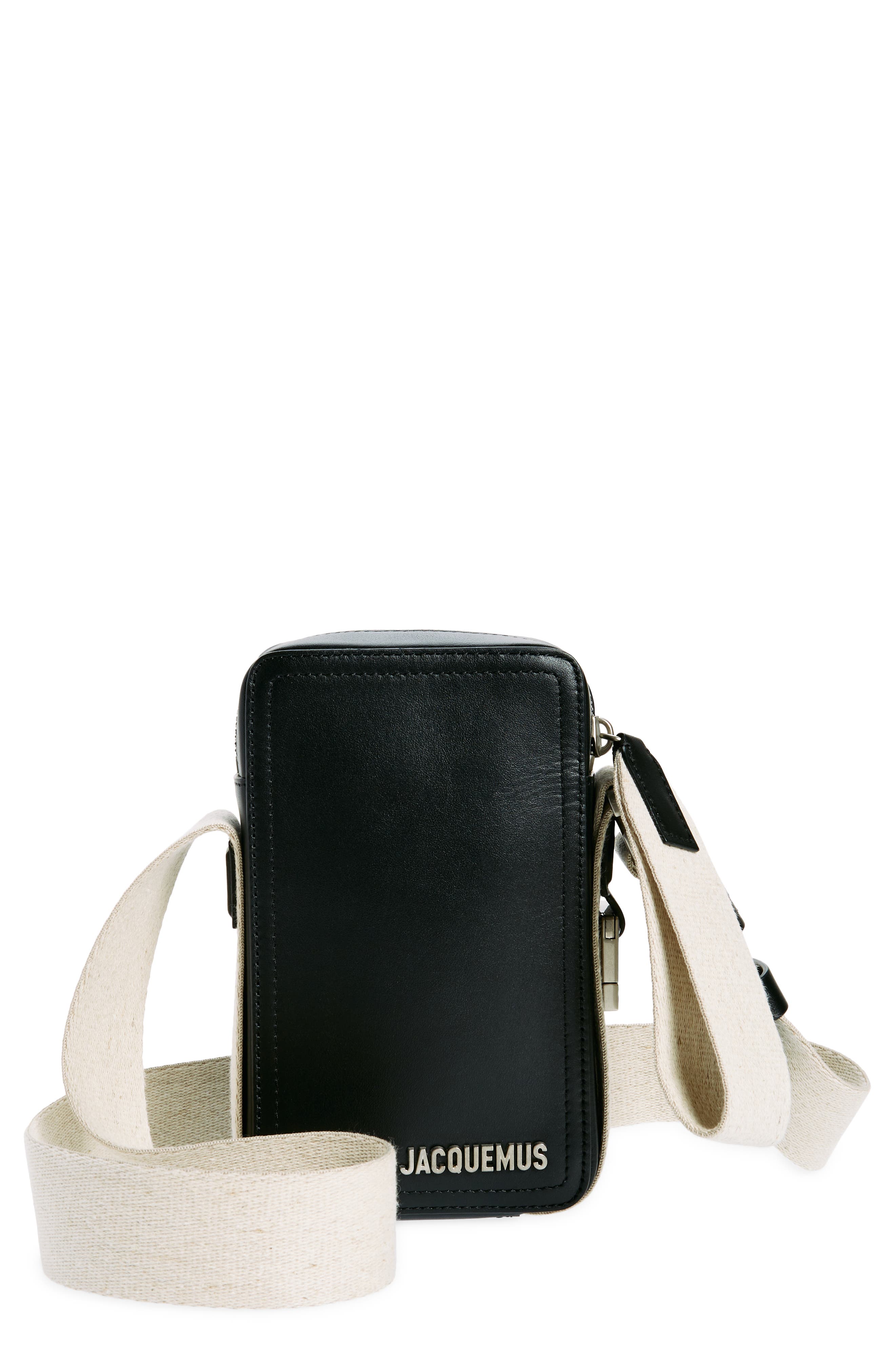 Le Cuerda Vertical Leather Shoulder Bag, Main, color, BLACK