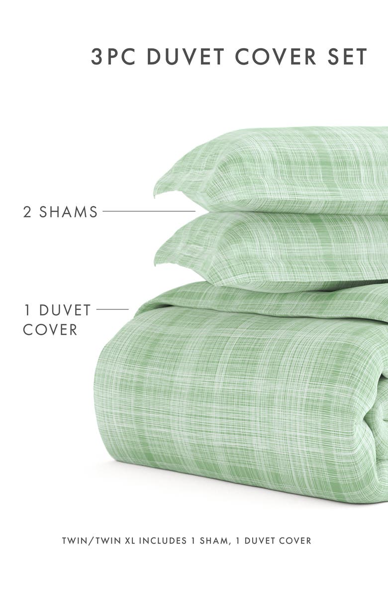 HOMESPUN Premium Ultra Soft Thatch Pattern 3-Piece Duvet Cover Set, Alternate, color, Forest