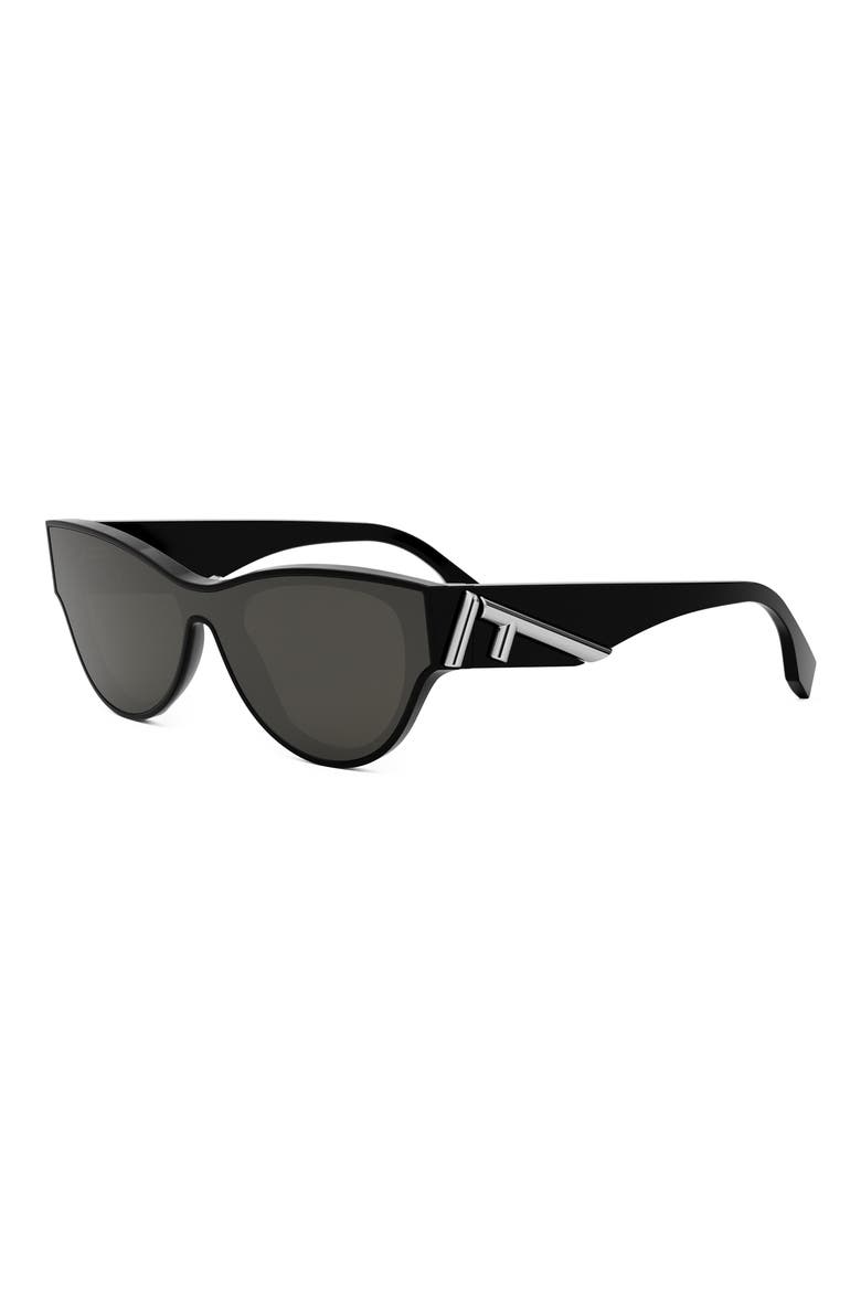 'Fendi First 53mm Cat Eye Sunglasses, Alternate, color, SHINY BLACK / SMOKE