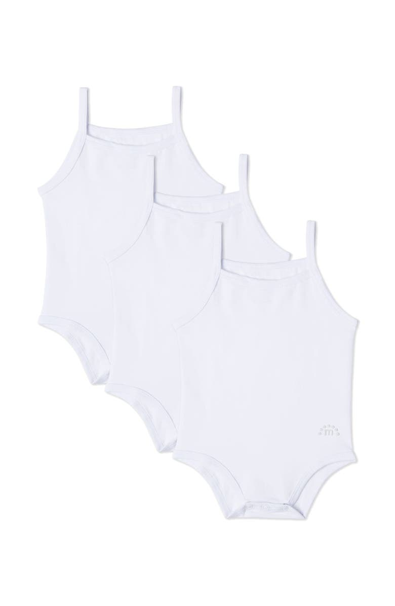 MiniMoi 3 Pair Pack Baby and Toddler Combed Cotton Bodysuits, Main, color, White White White