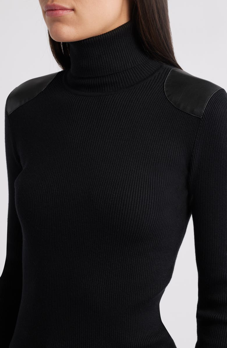 Lauren Ralph Lauren Embellished Rib Cotton Blend Turtleneck Top, Alternate, color,