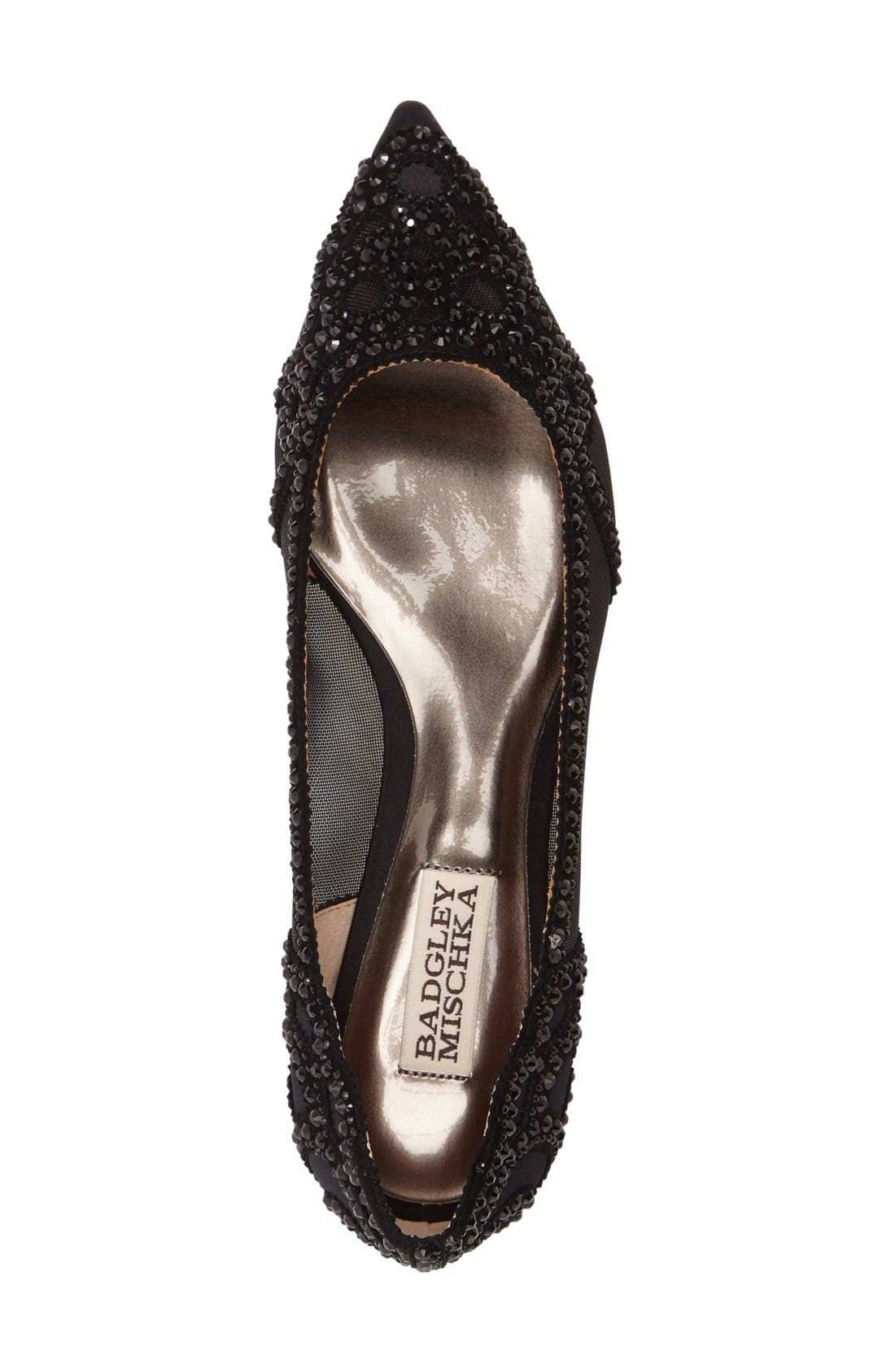 Badgley Mischka Collection Gigi Crystal Pointed Toe Flat, Alternate, color, 