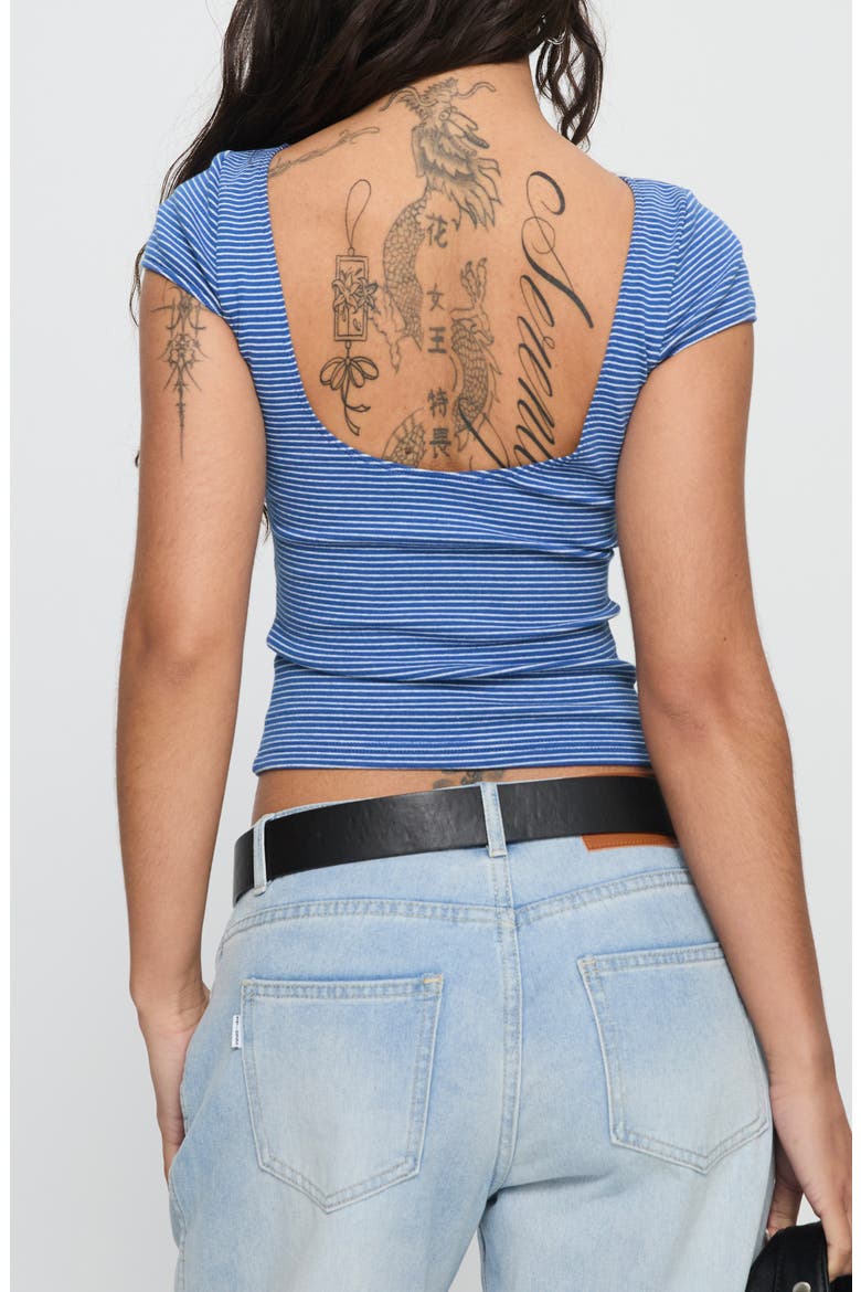 Nyren Stripe Scoop Back Top, Alternate, color, BLUE STRIPE