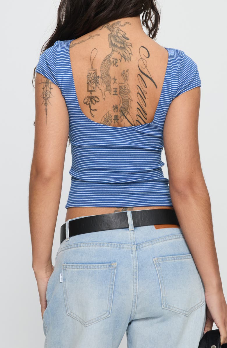 Princess Polly Nyren Stripe Scoop Back Top, Alternate, color, Blue Stripe