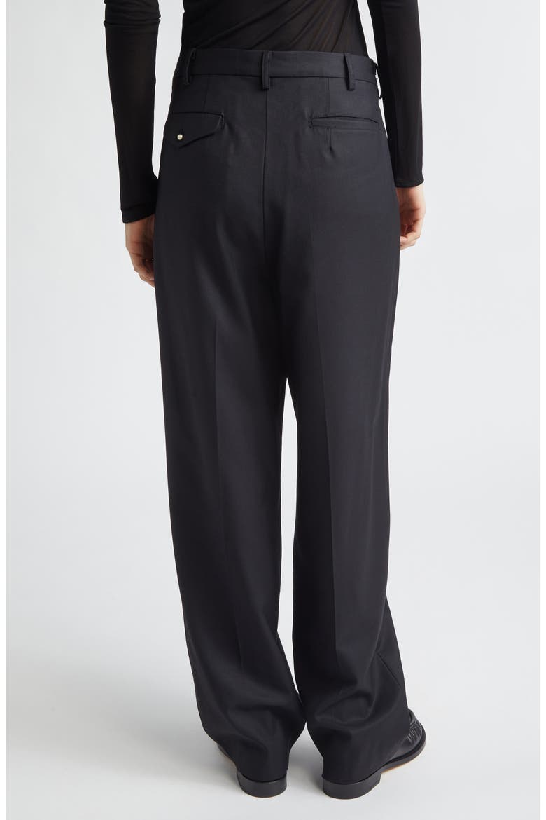 Double Pleat Wool Pants, Alternate, color, BLACK