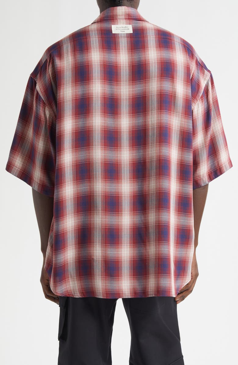 Acne Studios Oversize Plaid Button-Up Shirt, Alternate, color, Red/ Blue