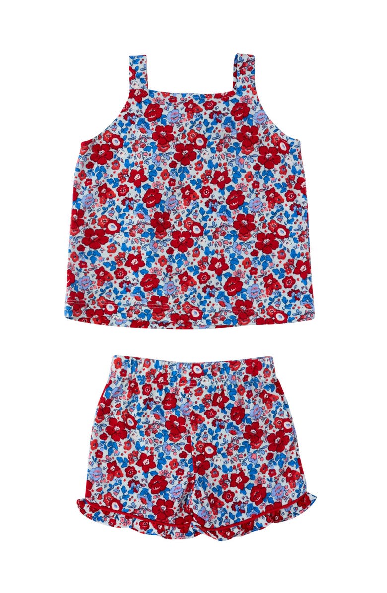 RuffleButts Bow Tank & Short Pajama Set, Main, color, Freedom Floral