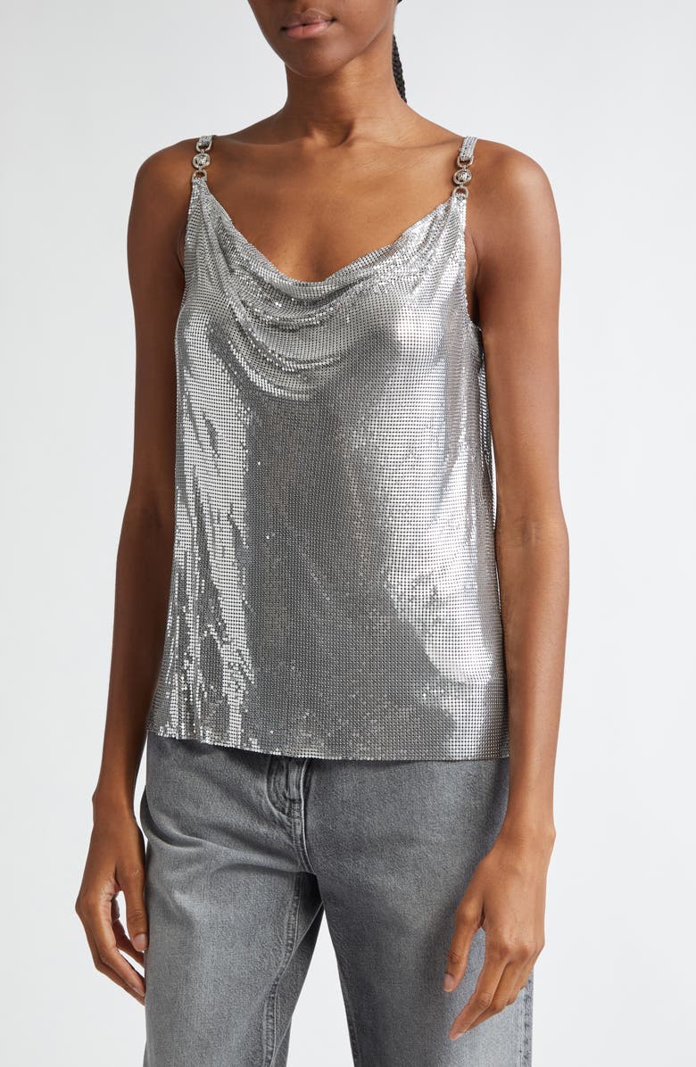 Versace Medusa Cowl Neck Metal Mesh Camisole, Alternate, color, 