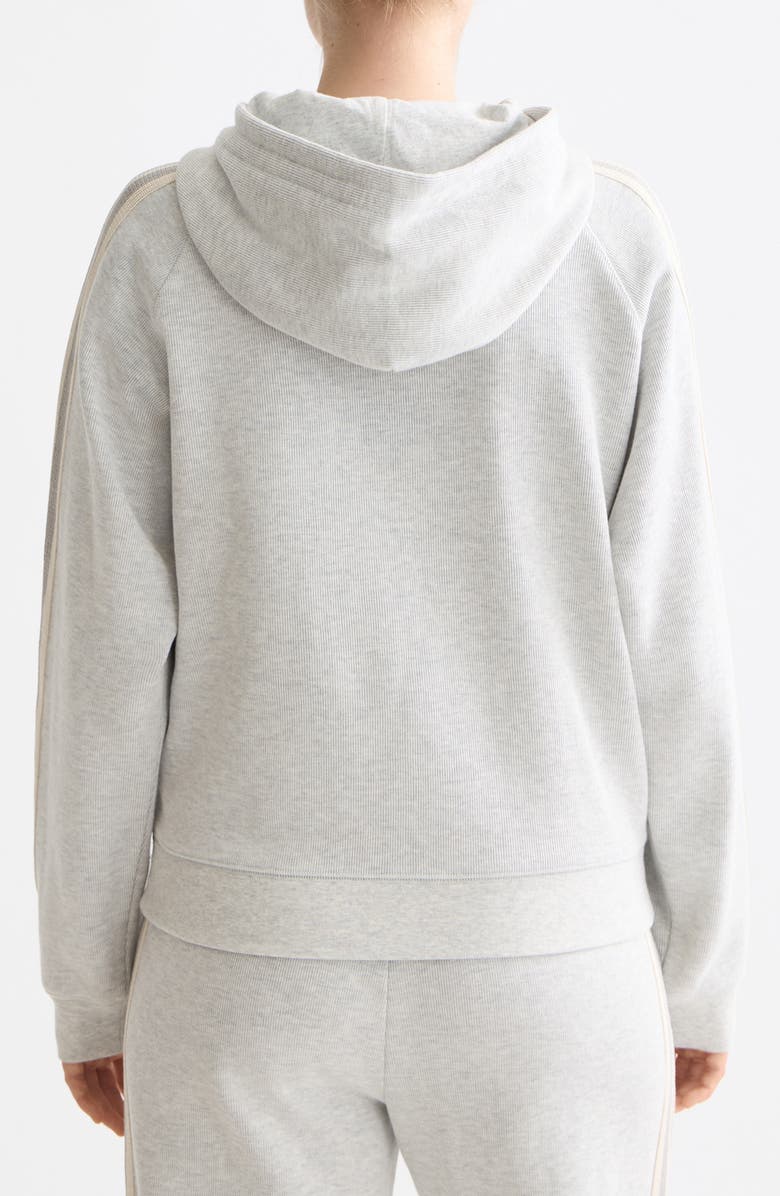Scotch & Soda Ribbed Interlock Full Zip Hoodie, Alternate, color, Light Grey Melange