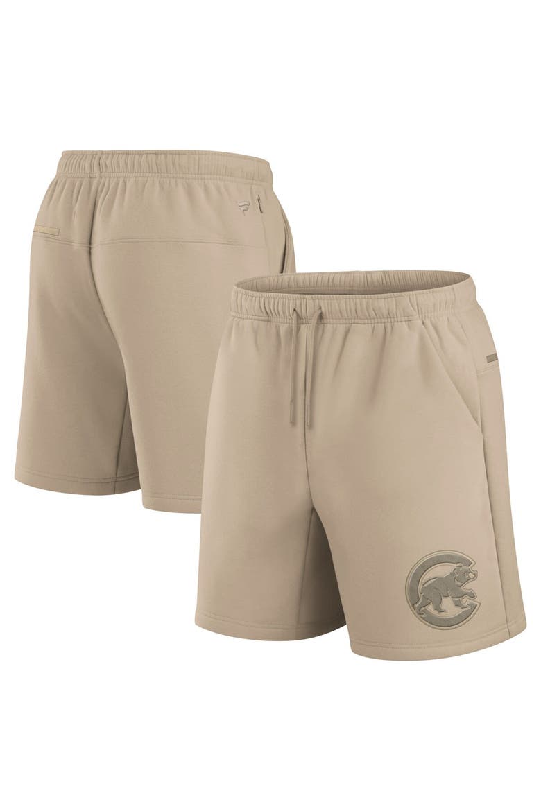 Unisex Fanatics Khaki Chicago Cubs Elements Super Soft Fleece Shorts, Main, color, Khaki