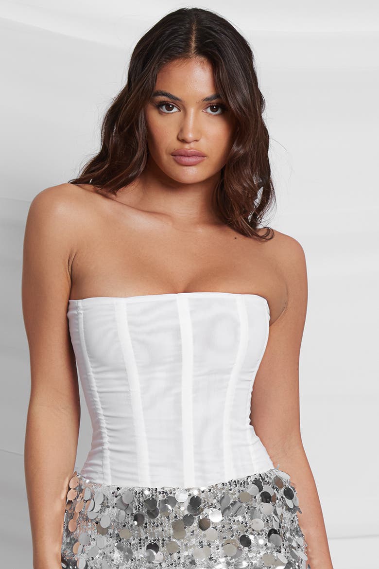 Muse Mesh Corset Top, Main, color, White