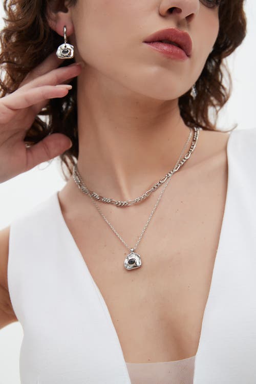 Classicharms Aria Gemstone Pendant Necklace And Figaro Chain Layering Set In Metallic