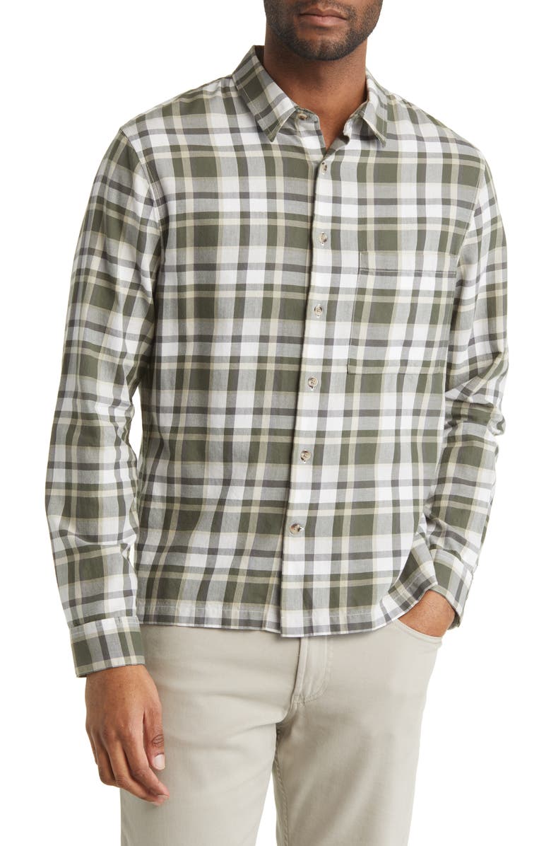 Vince Maison Classic Fit Plaid Button-Up Shirt, Main, color, Sycamore