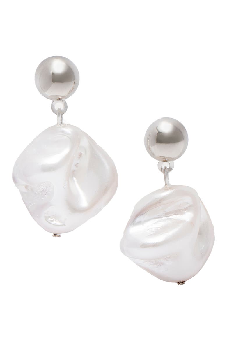 Seashell Pearl Dangle Earrings, Main, color, PEARL