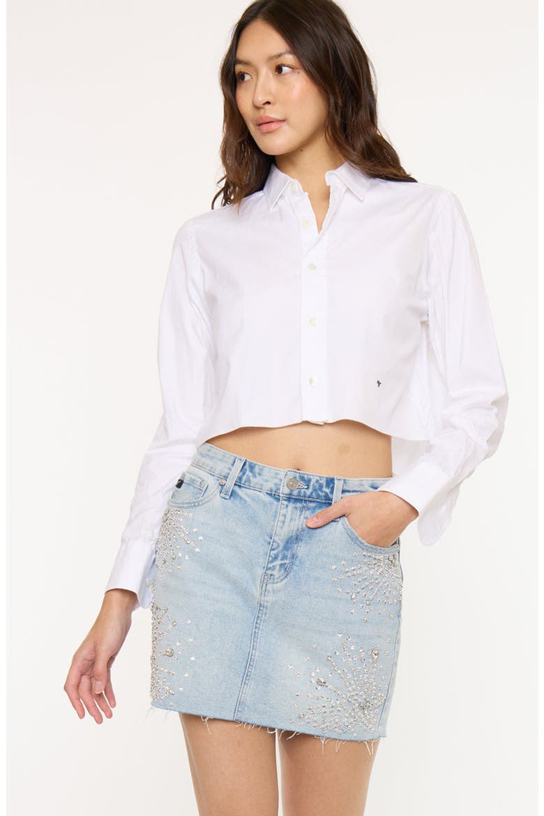 Izra Mid Rise Skirt, Main, color, Light Wash