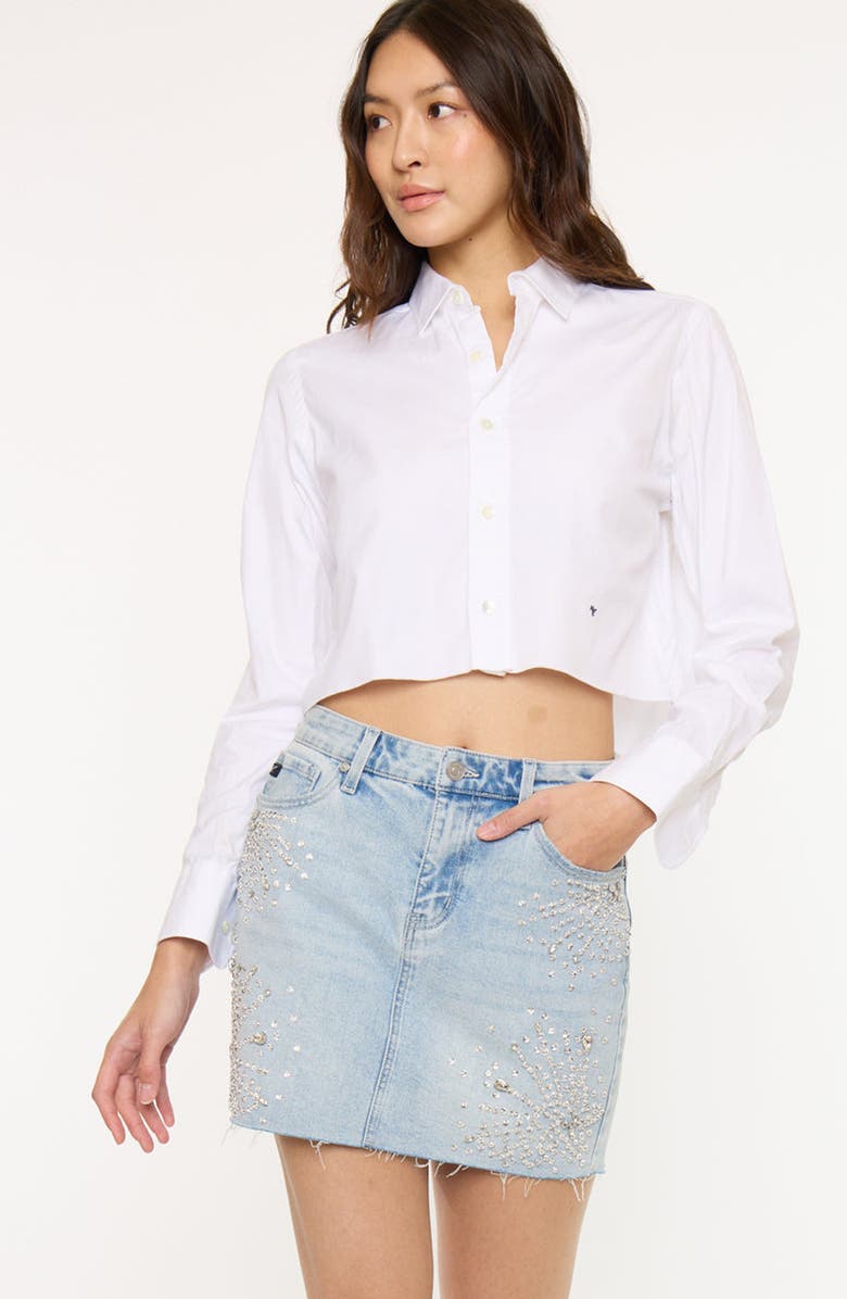 KanCan Izra Mid Rise Skirt, Main, color, Light Wash