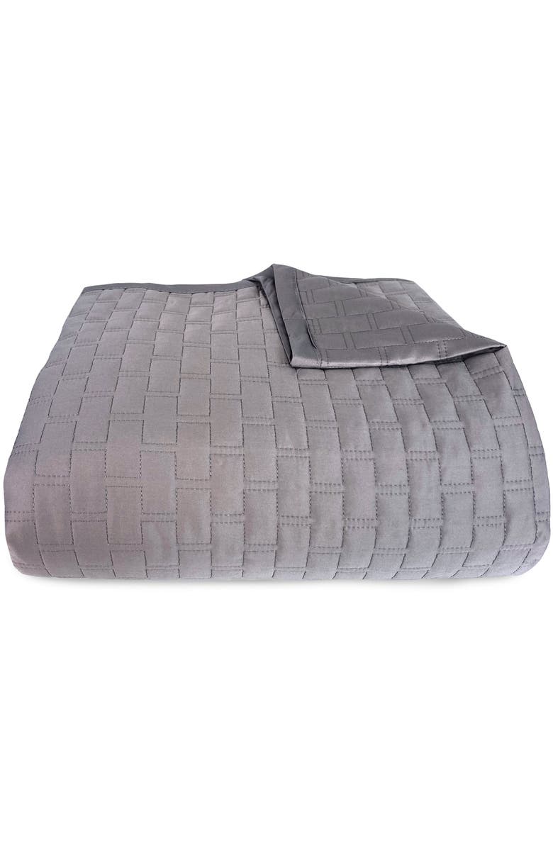 BedVoyage Luxury 100% Viscose Cooling Quilted Brick Coverlet, Alternate, color, Stone