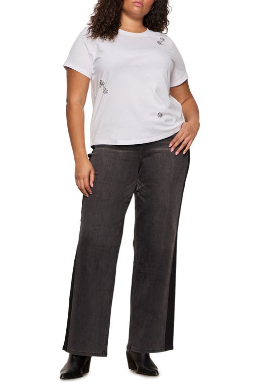 Sanctuary Floral Crystal Embellished Organic Cotton T-shirt In White