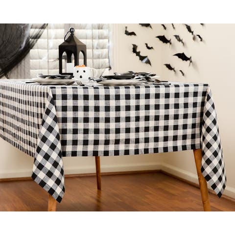 Linen Table Throw - Morgan Check, 52" x 52" Inch