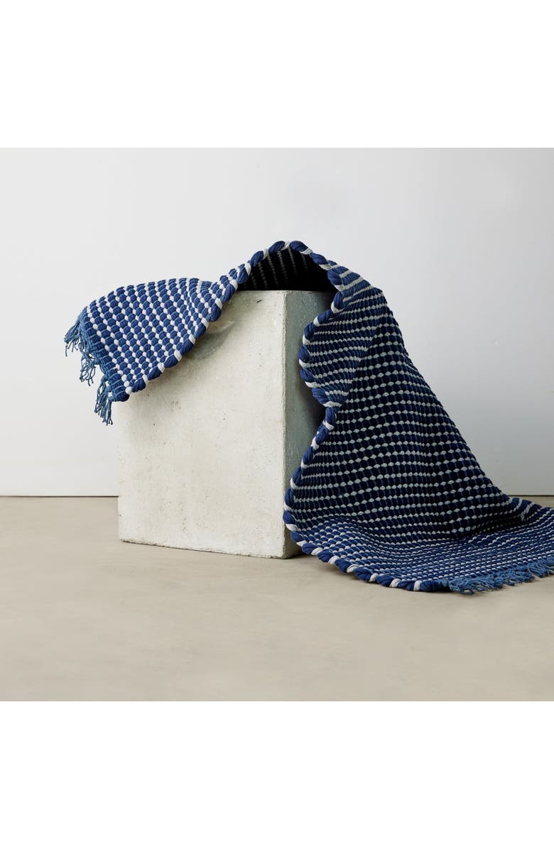 kanju Interiors Riverweave Navy Blue Hand-Loomed Cotton Mat, Alternate, color, Navy Blue