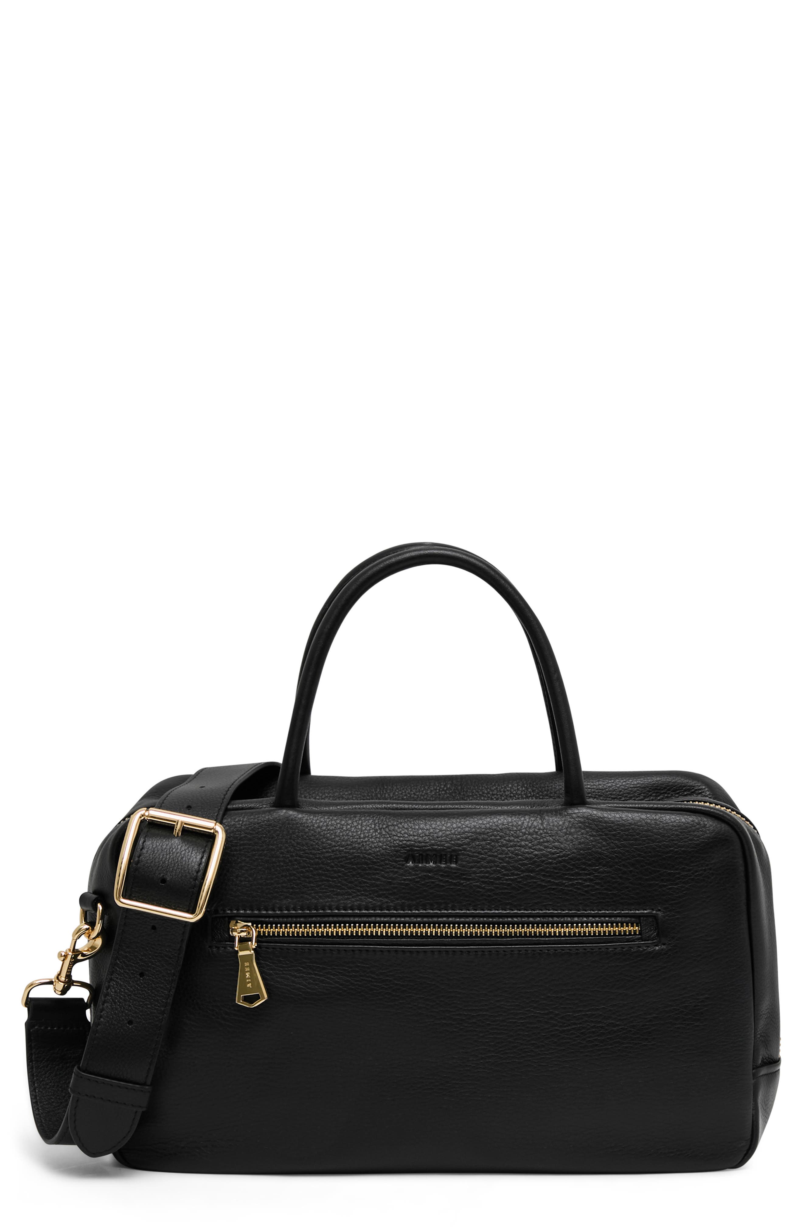 AIMEE Ritual Leather Satchel, Main, color, Black