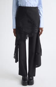 MONSE Lace Hem Deconstructed Tailored Pants