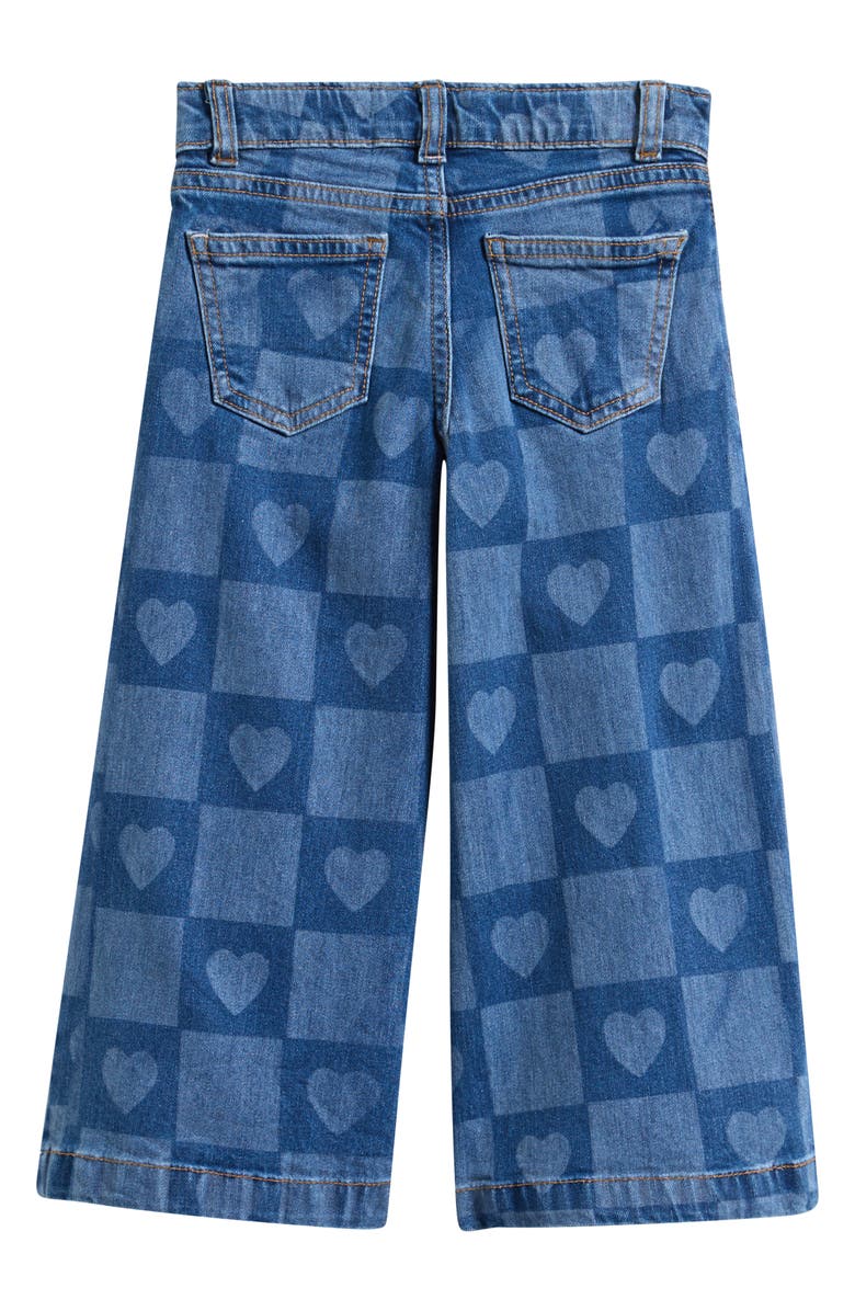 Mini Boden Kids' Heart Print Wide Leg Jeans, Alternate, color, Heart Checkerboard Denim