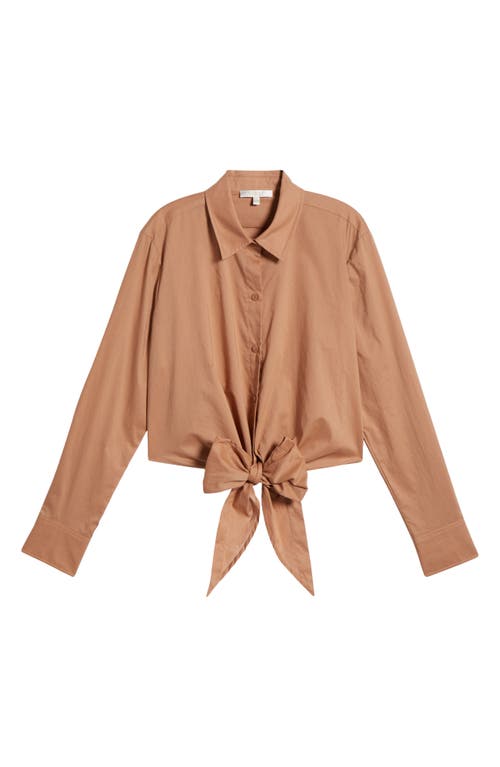 WAYF WAYF AMELIE TIE WAIST COTTON BUTTON-UP SHIRT 