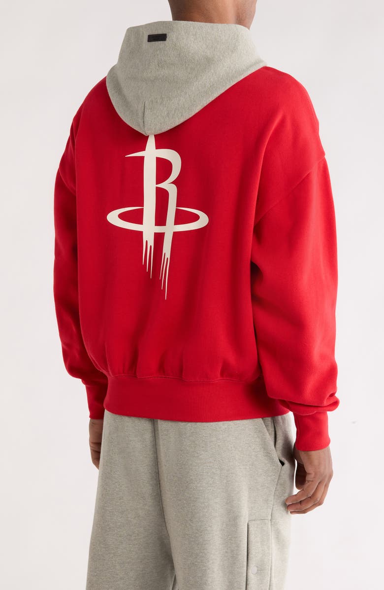 Fear of God Essentials x NBA Rockets Sports Fit Hoodie, Alternate, color, Red/ Concrete Heather