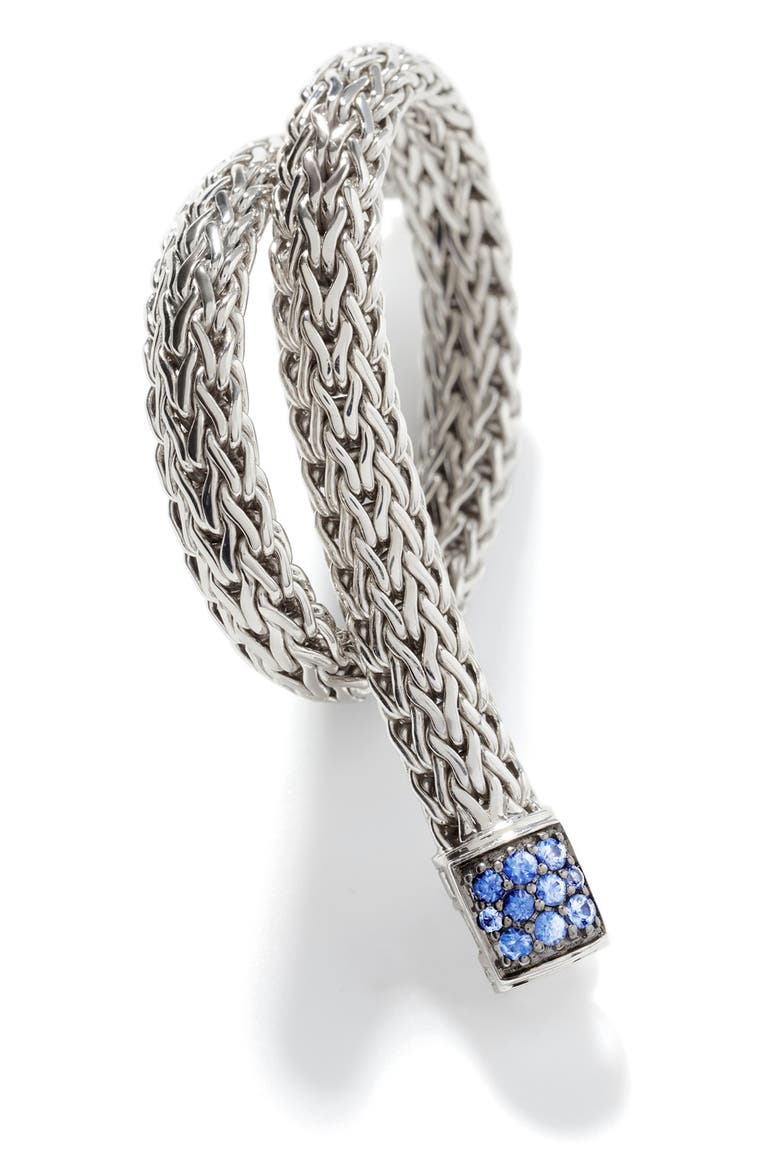 Icon Bracelet, Sterling Silver, Pavé, 6.5mm, Alternate, color, BLUE SAPPHIRE