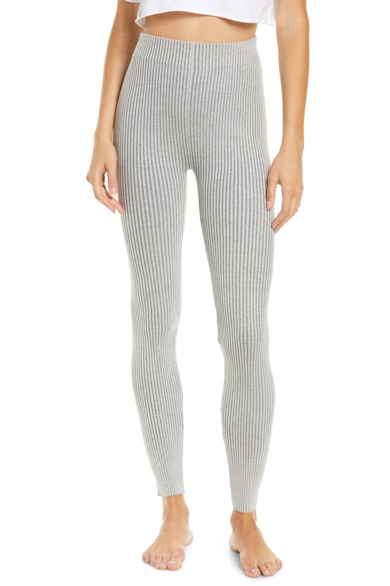Cottonsilk™ Organic Cotton Blend Rib Leggings, Main, color, MELLOW GREY HEATHER