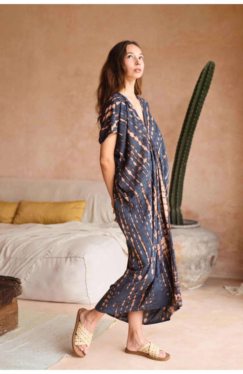 PINK HALEY Madella Printed Kaftan Dress, Alternate, color, Deep Sea Blue