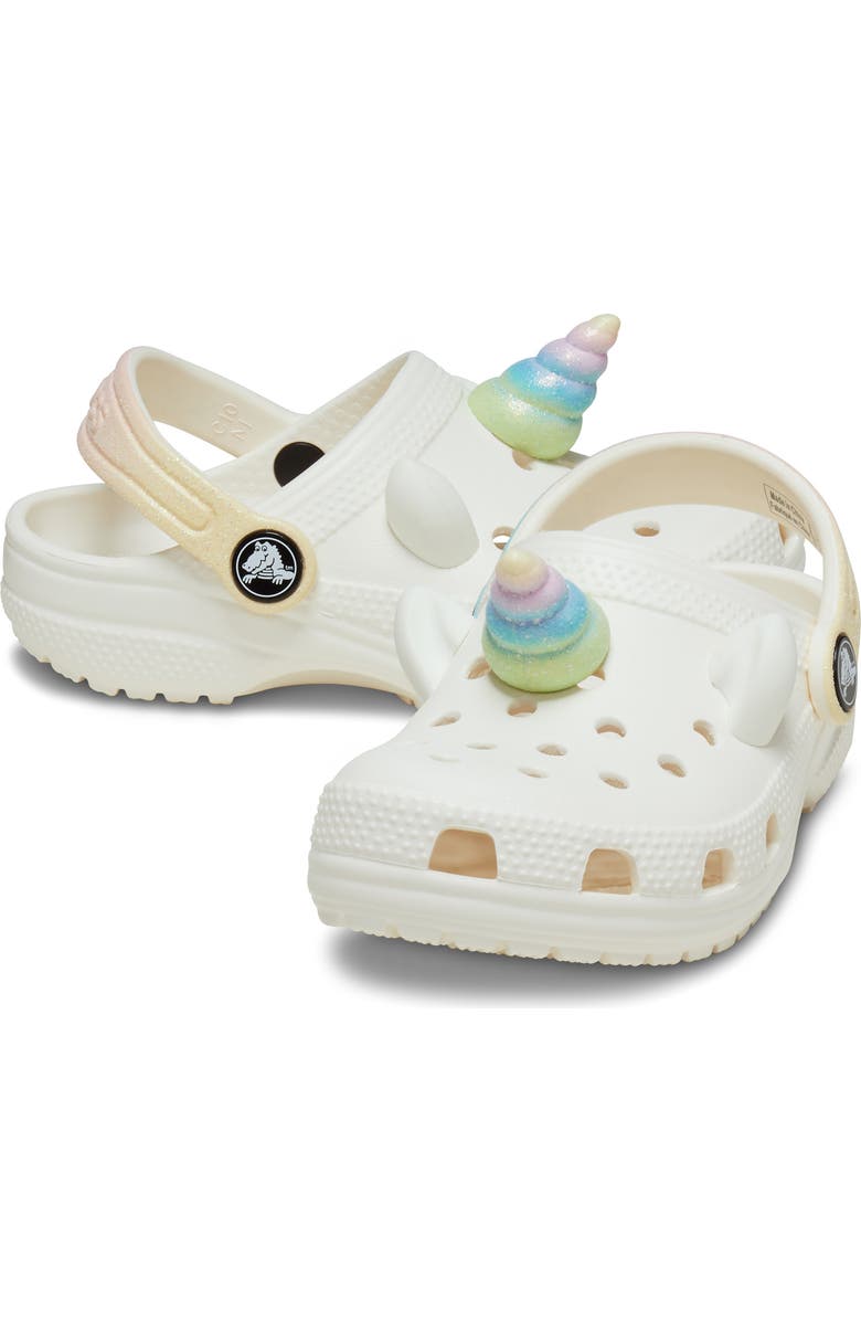 CROCS Classic I Am Rainbow Unicorn Water Friendly Slingback Clog, Alternate, color, Chalk