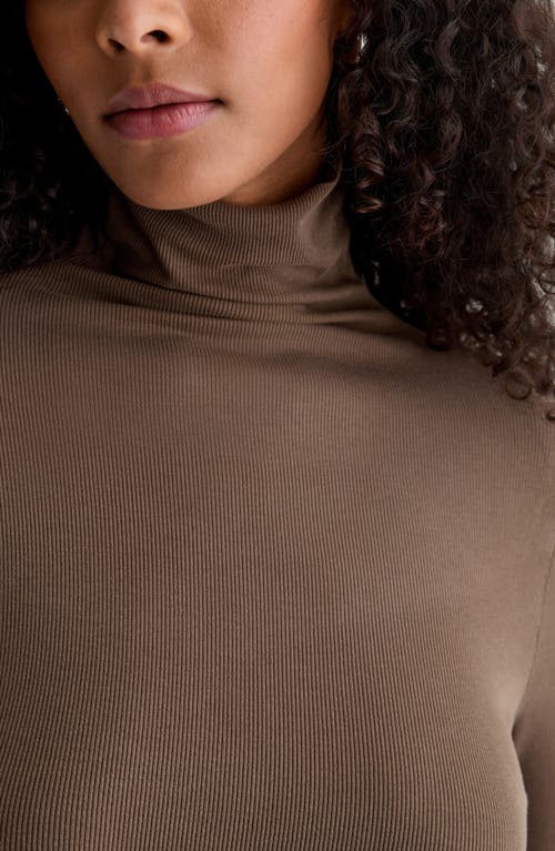 Ag The Chels Long Sleeve Ribbed Turtleneck In Brown