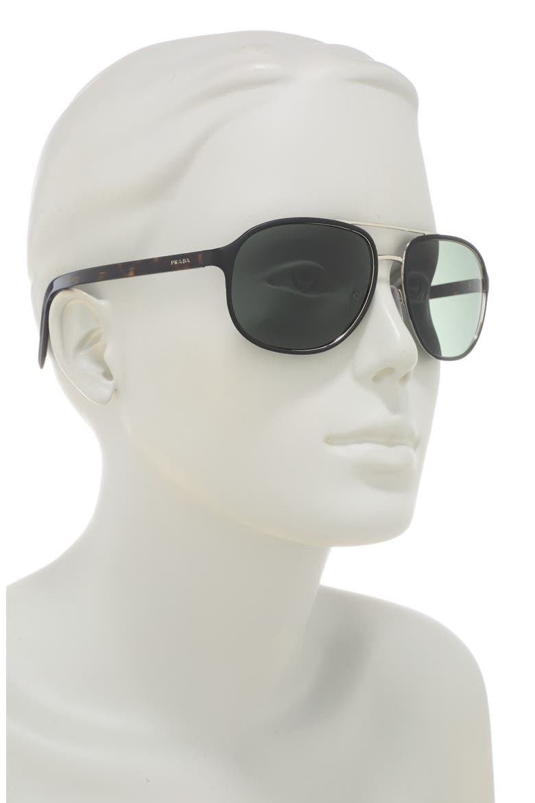 60mm Polarized Aviator Sunglasses, Alternate, color, MATTE BLACK POLAR GREEN