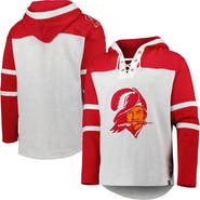 '47 Men's '47 Tampa Bay Buccaneers Heather Gray Historic Logo Gridiron Lace-Up Pullover Hoodie
