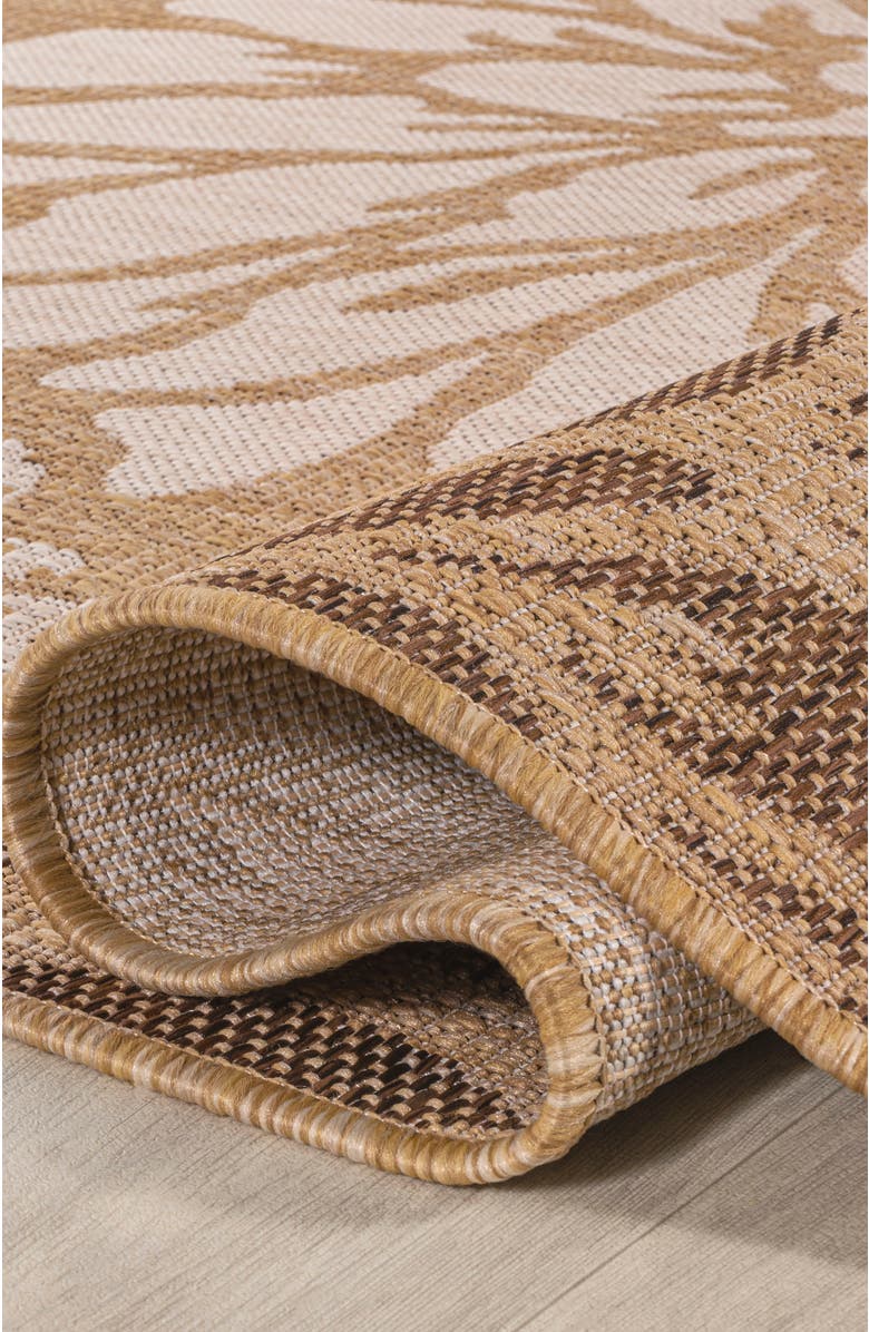 JONATHAN Y Zinnia Modern Floral Textured Weave Indoor/Outdoor Area Rug, Alternate, color, Brown/Cream